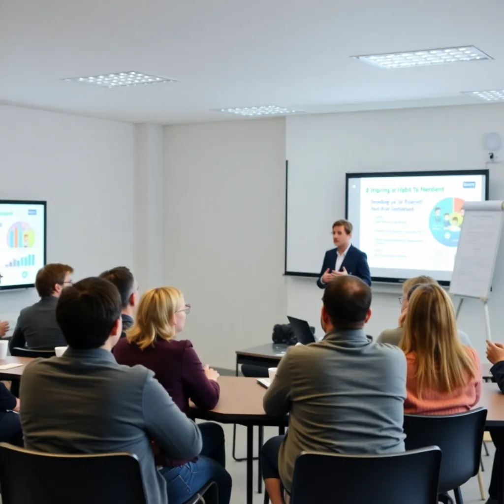 Groep mensen die deelnemen aan financiële workshop