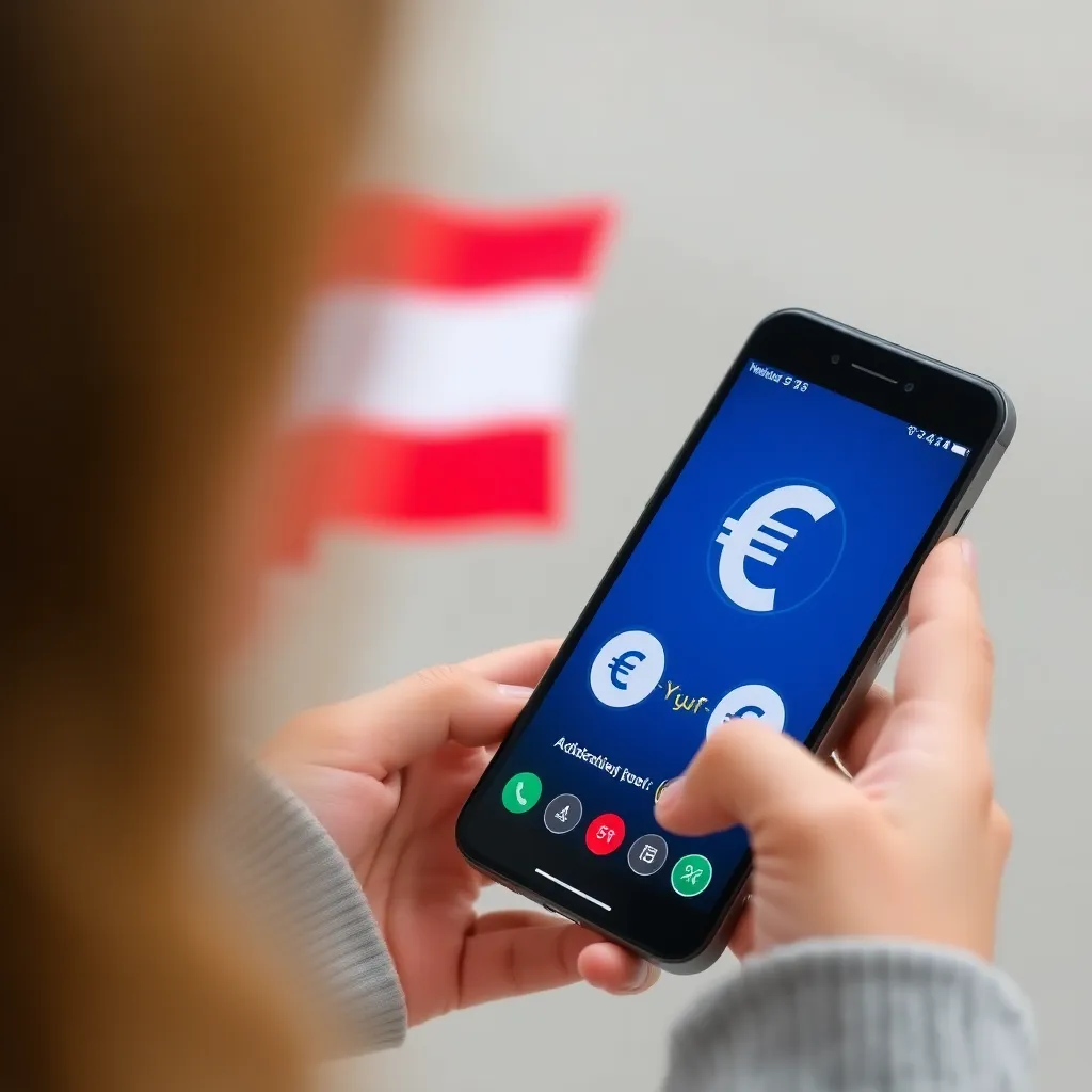Persoon die financiële app gebruikt op smartphone